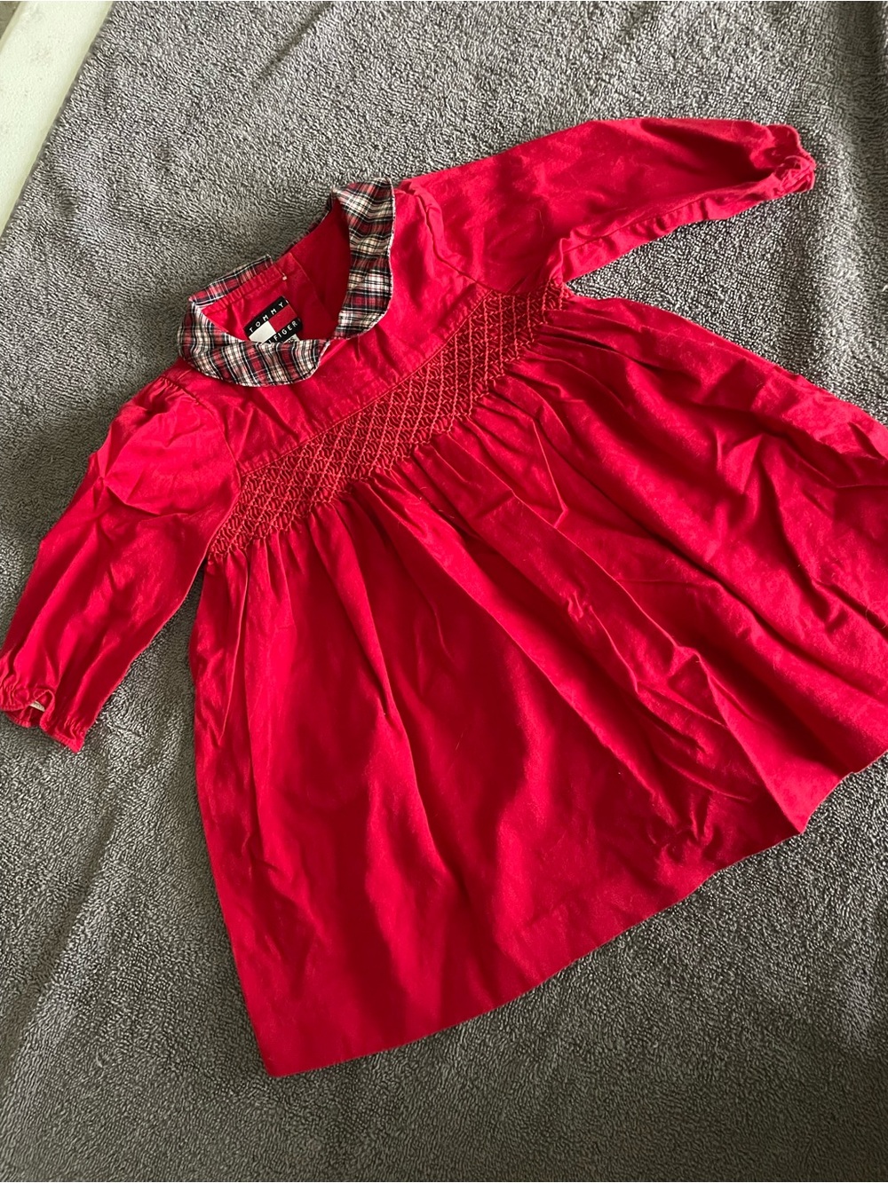 Tommy Hilfiger Red Dress with Plaid Collar